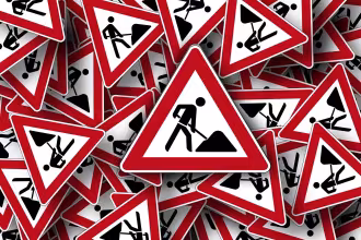 Baustelle in der Gehnbachstra&szlig;e mit Vollsperrungen