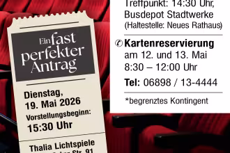 Stadt V&ouml;lklingen &ndash; Pressemitteilung Nr. 77/2026 Einladung zum Seniorenkino f&uuml;r V&ouml;lklingerinnen und V&ouml;lklinger im Mai